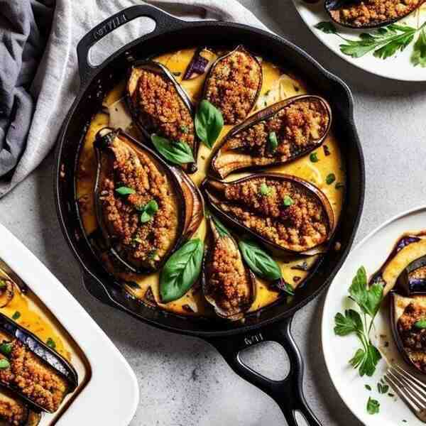 Запеченные баклажаны с куриным мясом